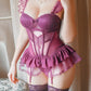Sexy Lace Mesh See-through Underwire Tutu Skirt Lingerie Set