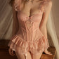 Sexy Lace Mesh See-through Underwire Tutu Skirt Lingerie Set