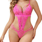 Women's Deep V Lace See-Through Sexy Bodysuit