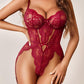 Sexy Floral Lace See-Through Hollow One-Piece Pajamas