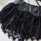 Sexy PU Leather Stitching Lace See-through Strappy Lingerie Set
