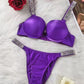 Sparkling Diamond Wide Strap Letter Rhinestone Sexy Push-Up Bra Set