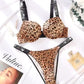 Sparkling Diamond Wide Strap Letter Rhinestone Sexy Push-Up Bra Set
