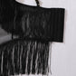 See-Through Mesh Sexy Suspenders Tassel Body-Shaping Bodysuit