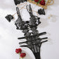 Sexy Floral Embroidery Hollow Heavy Craft Chain Bracelet Shaping Bodysuit Set