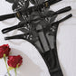 Sexy Floral Embroidery Hollow Heavy Craft Chain Bracelet Shaping Bodysuit Set