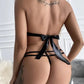 Halter Backless Cutout PU Leather Harness Teddy