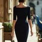 Elegant Square-Neck Midi Sheath Dress