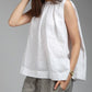 Women'S Casual Solid Color Cotton And Linen Loose Top