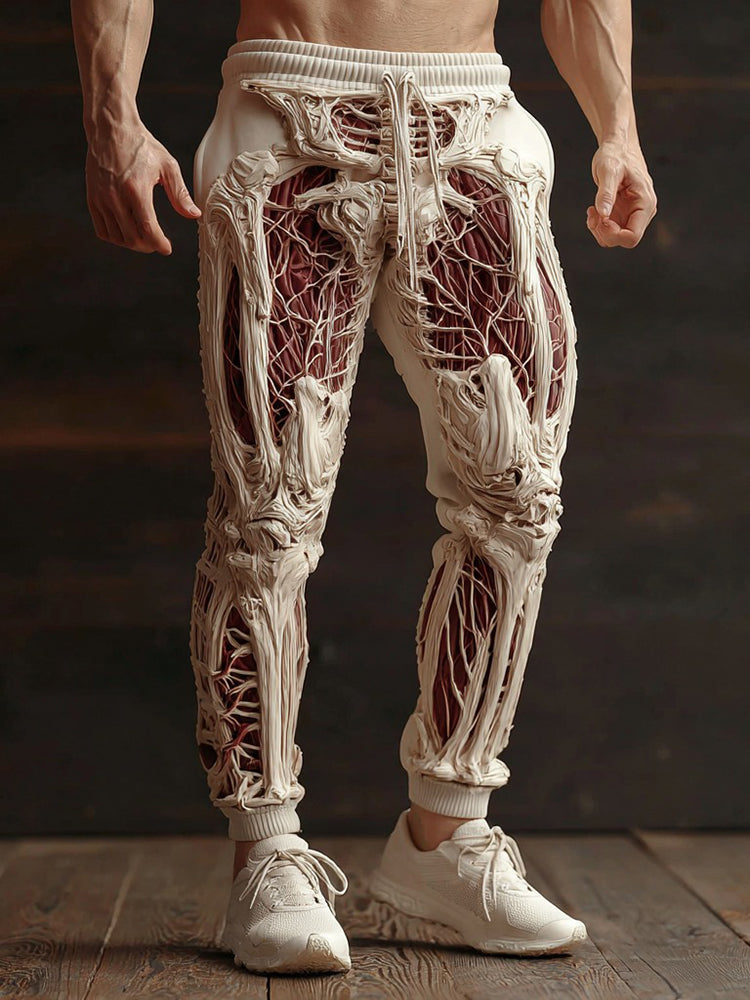 Men's Vintage Halloween Skeleton Art Sweatpants