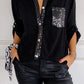 Cotton V-neck Sequin Mid-sleeve Casual Top (Buy 3 Free Shipping)