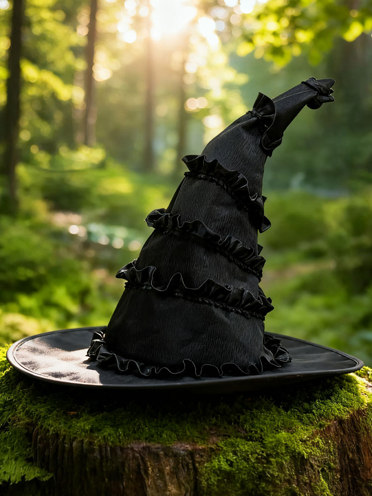 Halloween Gothic Dark Party Ruffled Witch Hat