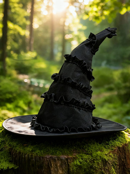 Halloween Gothic Dark Party Ruffled Witch Hat