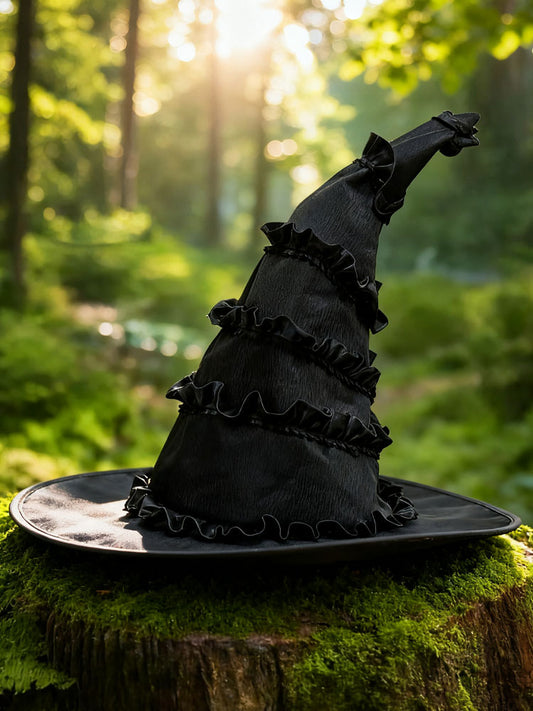 Halloween Gothic Dark Party Ruffled Witch Hat