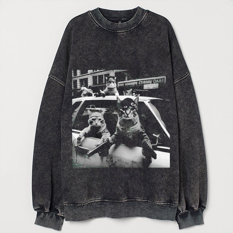 Funny Cat Gang Vintage Sweatshirt
