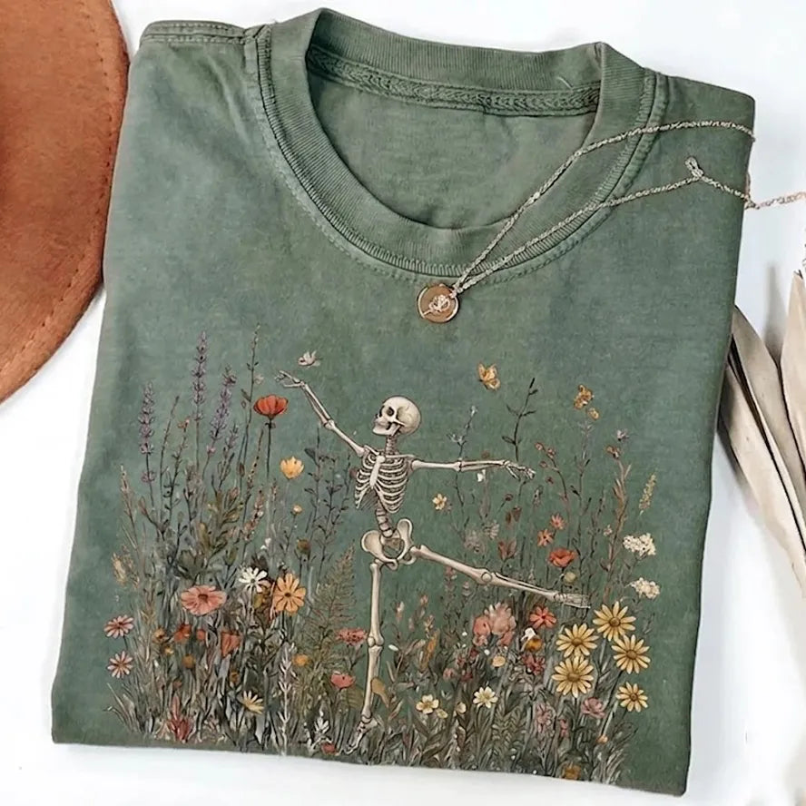Skeleton Dancing Arabesque Wildflower T-shirt
