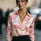 Elegant Satin Floral Blouse