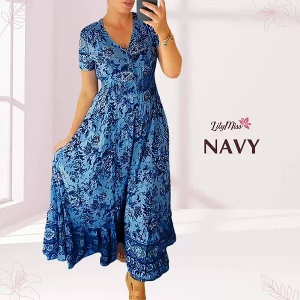 Floral print v-neck dress