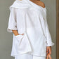 Women's Casual Solid Color Long Sleeve Cotton and Linen Top