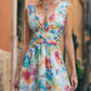Elegant Watercolor Print High-Low Chiffon Maxi Dress
