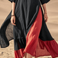 Women's V-Neck Contrast Asymmetric Cotton Dress