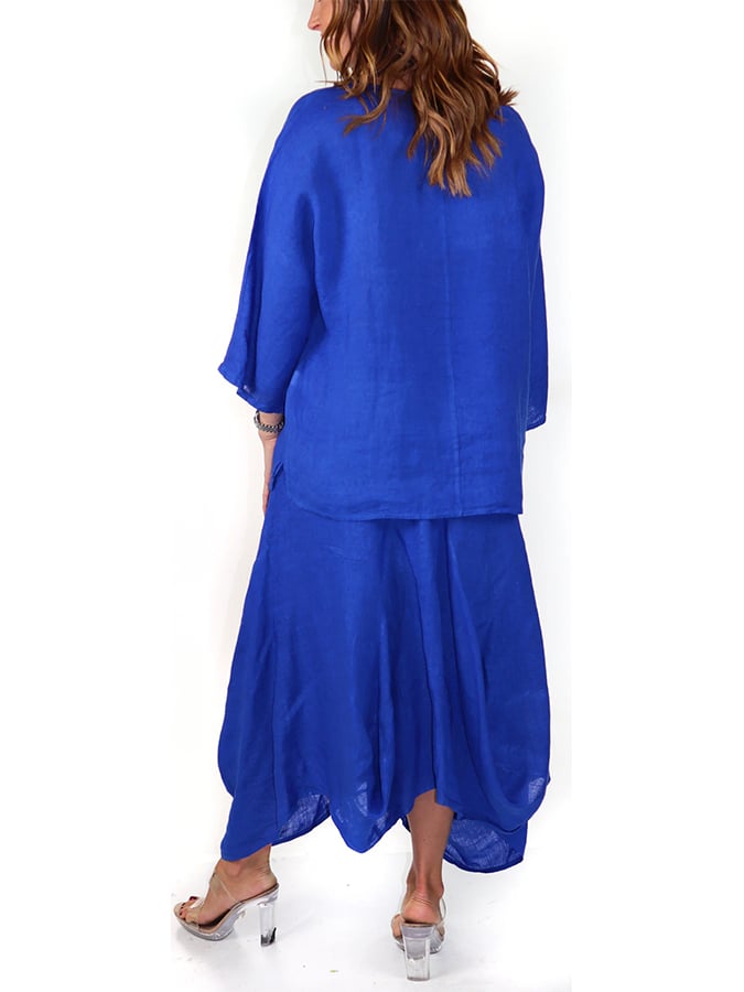 Women'S Casual Round Neck Solid Color Loose Skirt Two-Piece Set