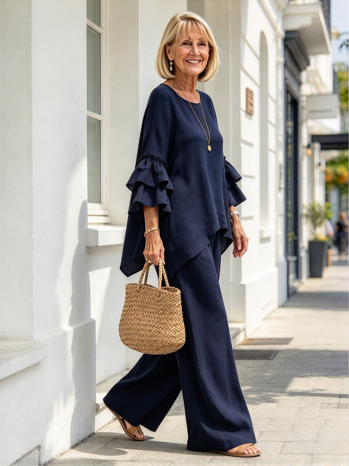 Fashion Casual Solid Color Shirt Collar Loose Casual Trousers Two-piece Suit Women's Clothing