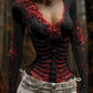 Women's Vintage Halloween Pattern Rose Linen Blend Art T-shirt