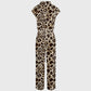 Women's Leopard Collection Printed Wide Leg Scrub Jumpsuit