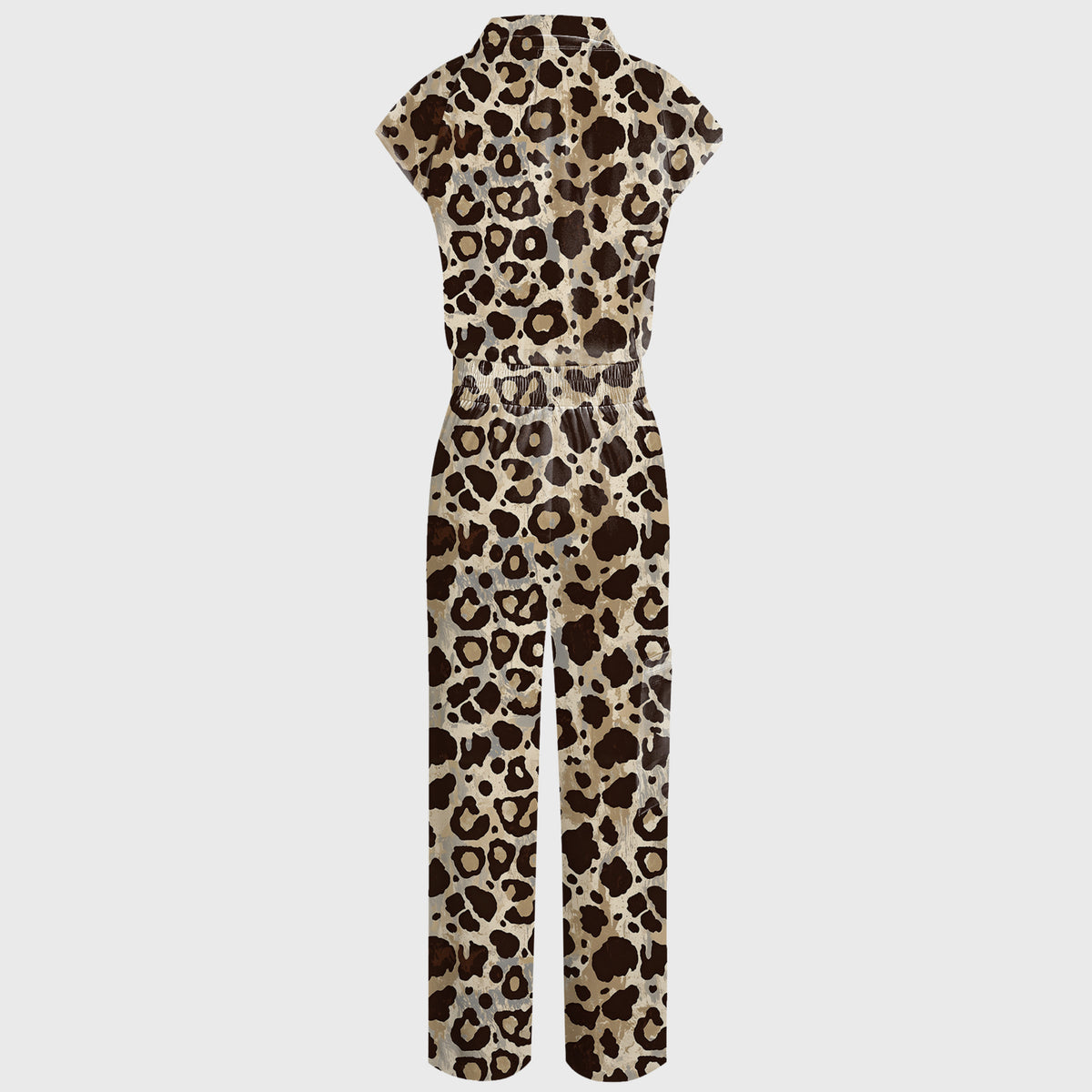 Women's Leopard Collection Printed Wide Leg Scrub Jumpsuit