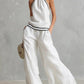 Halterneck Sleeveless Wide-Leg Pants Suit For Women