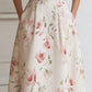 Floral Lapel Short Sleeve Midi Dress With Tailored Waist