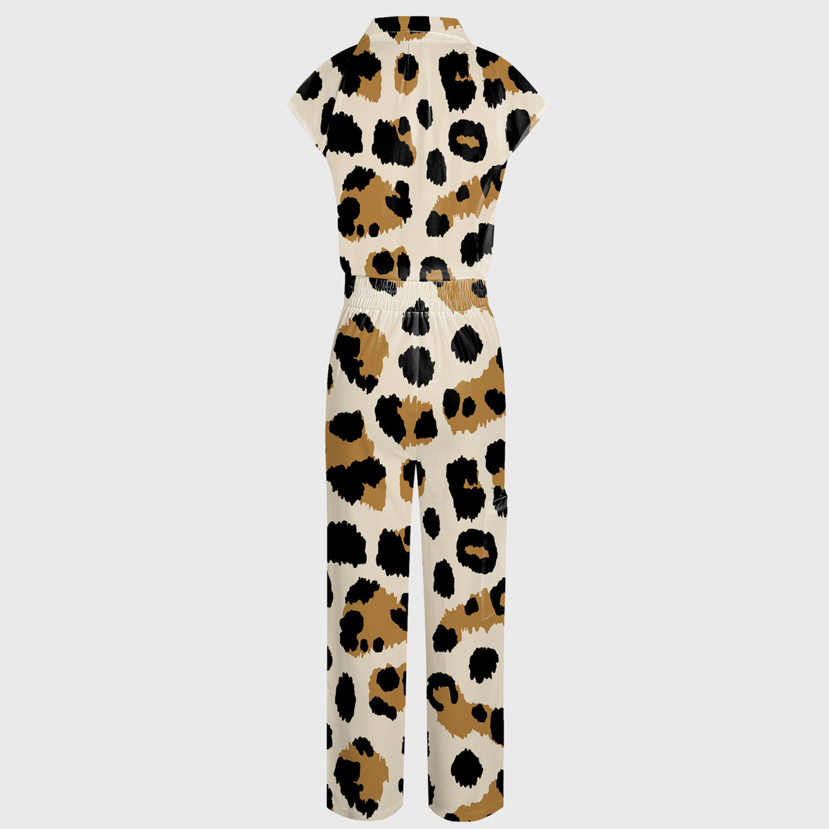 Women's Leopard Collection Printed Wide Leg Scrub Jumpsuit