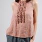 Women'S Casual Solid Color Cotton And Linen Ruffle Design Top