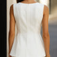 Elegant White Draped Top with Button Detail