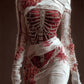 Classy Skeleton Anatomy Bloody Roses Bandages Knit Sweater Dress