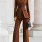 Sophisticated  High-Collar Blazer & Wide-Leg Trousers Set