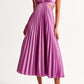 V Neck Cut Out Waist Sleeveless Pleated Maxi Dress(7 Colors Available!)