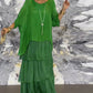 Elegant Loose Dress With Round Neck and Batwing Sleeves