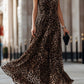 Sleeveless Leopard Print Flowing Maxi Dress