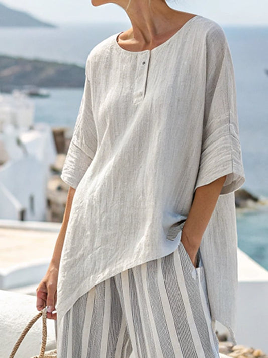 Women'S Loose Striped Casual Elastic Waist Pants Set