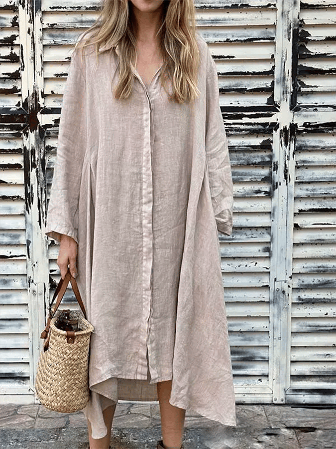 Women's Loose Casual Long Sleeve Shirt Dress