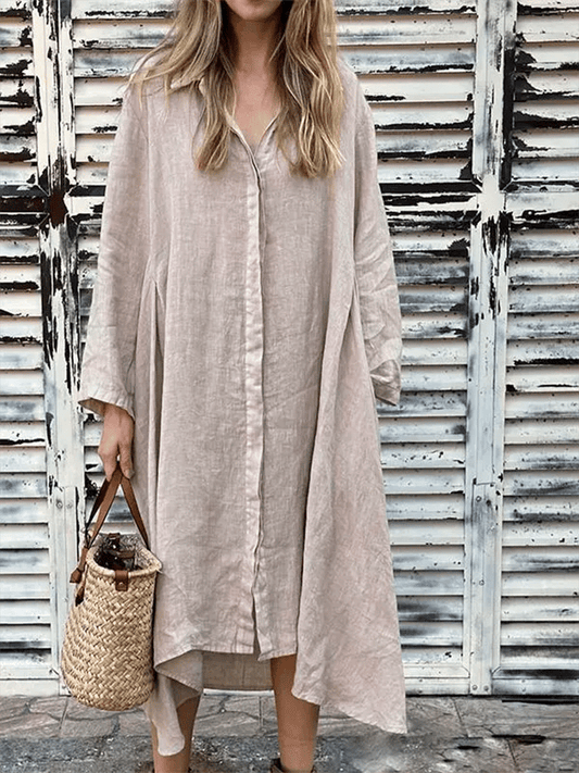 Women's Loose Casual Long Sleeve Shirt Dress