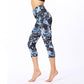 Leaves Butterfly Print Sports Yoga Cropped Leggings Women's Yoga Capri Pants