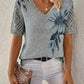V-Neck Knitted Floral Pullover
