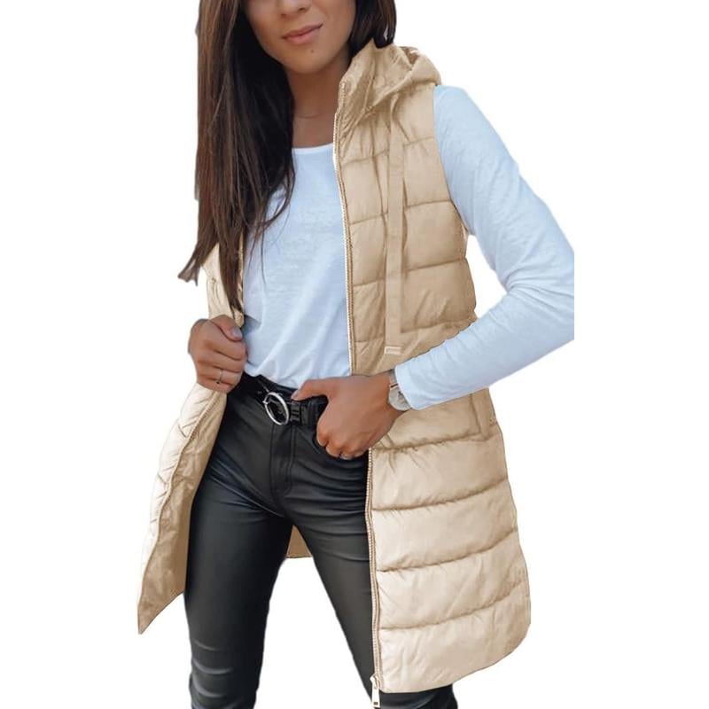 ❄️Women Long Puffer Vest 👗 | Solid Color | Sleeveless | Hooded | Winter Wear 💕（BUY 2 FREE SHIPPING)）