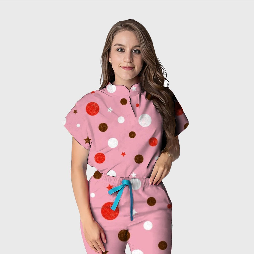 Women's Floral Printed Scrub Set CPJO2