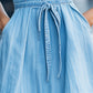 Light Wash Halter Denim Flare Dress