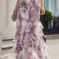 Cold Shoulder Floral Tiered Maxi Dress