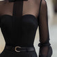 Sheer Panel Pleated Front Blouse